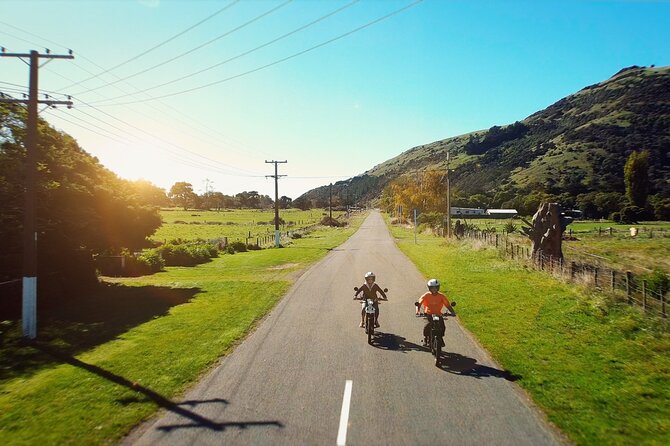 Akaroa Self Guided Electric Scooter Tour - A picnic stop with gear already packed