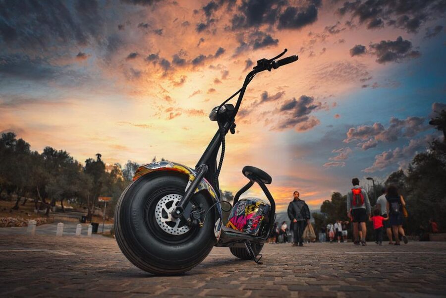 Athens: City Highlights Guided E-Scooter Tour - Acropolis, Parthenon, and the theater below