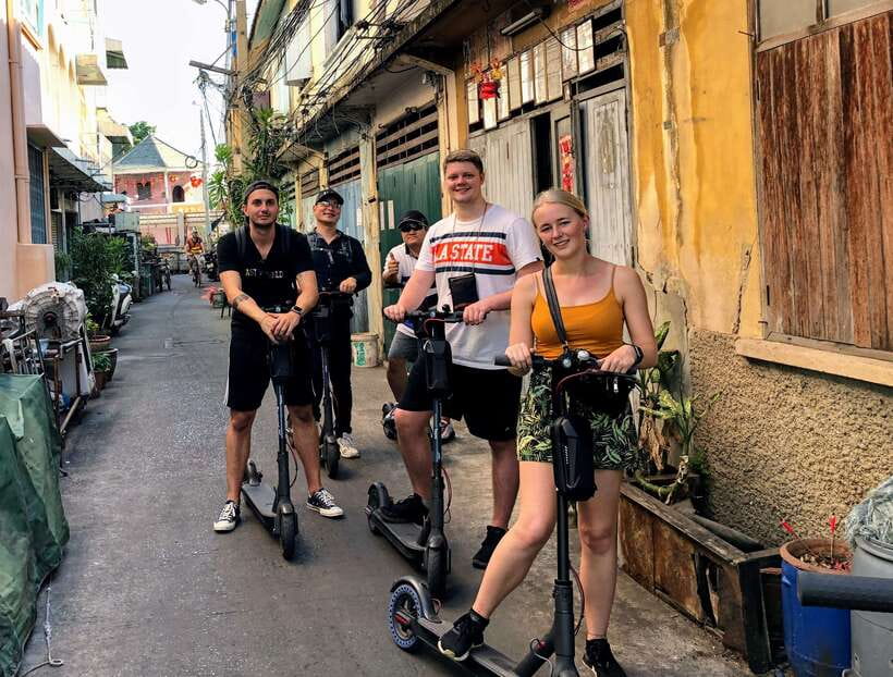 Bangkok: Riverside E-Scooter Adventure with StreetFood Snack - Kudeejeen, Santa Cruz, and Portuguese flavors