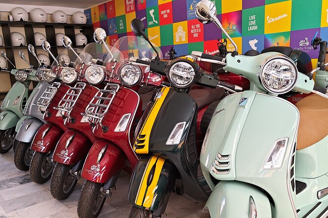Corfu 300cc Vespa Scooter Rental - Collecting your Vespa in central Corfu