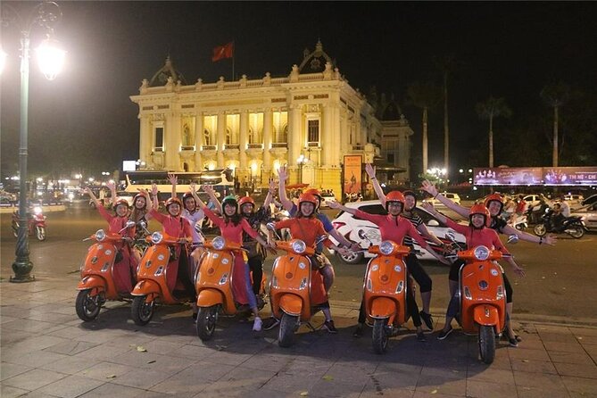 Female Riders Vespa Night Street Food + Train Street food 4 Hours - Truc Bach Lake and a second round of Hanoi food