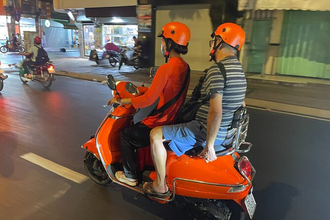 Female Riders Vespa Night Street Food + Train Street food 4 Hours - Crossing toward Long Bien and the Ceramic Road