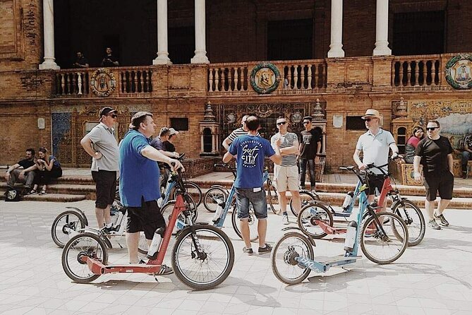Kickscooter electric tour Sevilla - Plaza de España, the tour’s visual centerpiece