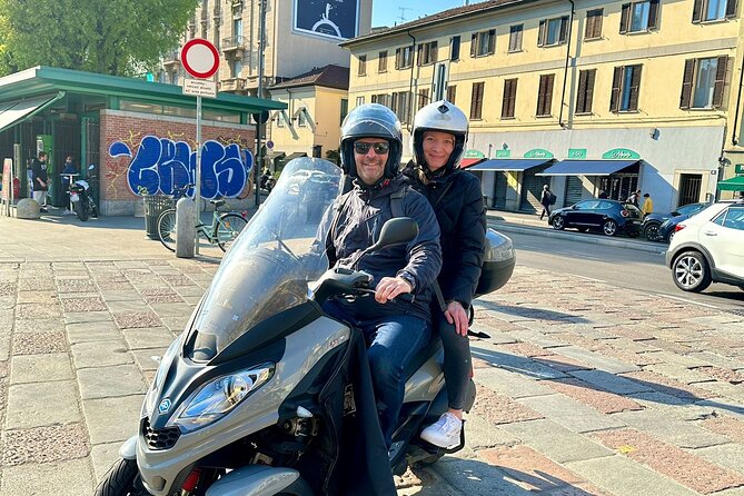 Milan Vespa Adventure: Private Tour for Couples and Friends - Seeing the old canal district at I Navigli