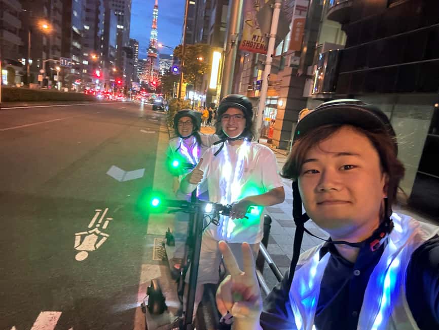 Night E-Scooter Ride to Tokyo Tower - No License Needed - Zojo-ji Temple adds a different side of Tokyo