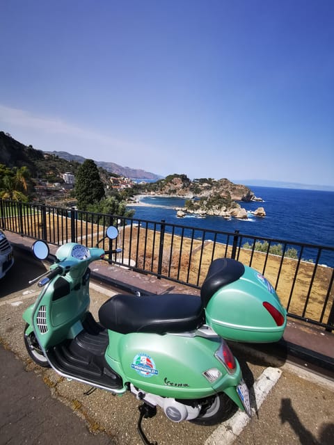 Panoramic Vespa tour of Taormina, Castelmola and White Lotus series locations - Leaving Giardini Naxos after the safety briefing