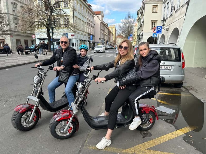 Prague: Guided Fat Tire e-Scooter Tour - The first city view from a local park