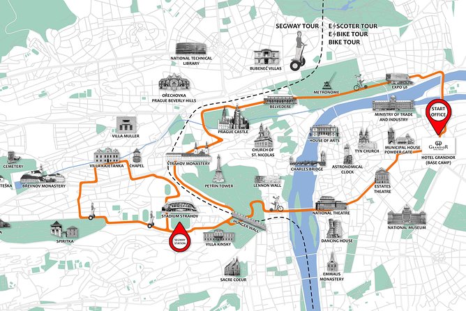 Prague Segway & E-Scooter Grand City Tour - Petrin Gardens, the Lennon Wall, and Lesser Town