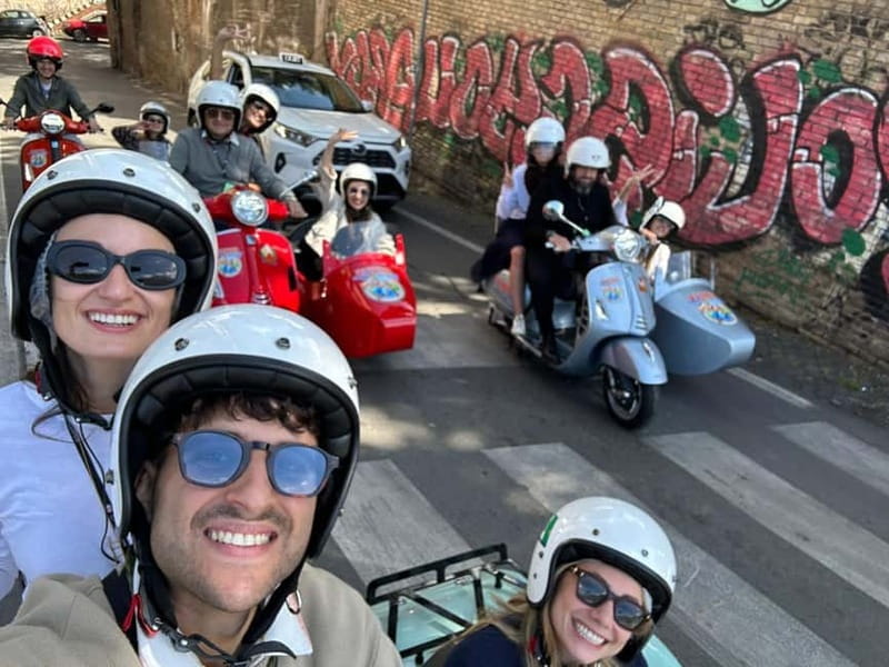 Rome 1.5 hours Private tour in Vespa Sidecar vintage style - The Tiber, Castel Sant’Angelo, and the Jewish Ghetto