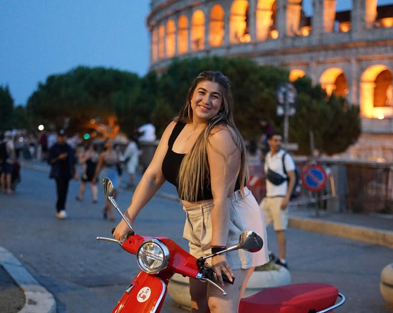 Rome: City Highlights Nighttime Vespa Photoshoot Jouney - The Aperol Spritz finish in Piazza Venezia