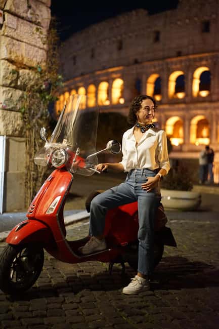Rome: Vespa Night Experience with Aperol Spritz & Photos - Seeing the Colosseum Under City Lights