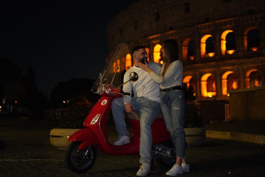 Rome: Vespa Scooter Night Tour with Pro Photographer service - The Colosseum after dark
