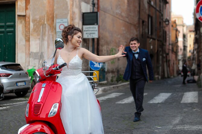 Rome Vespa Scooter Tour with Professional Photographer - The Pantheon and Castel Sant’Angelo from the road