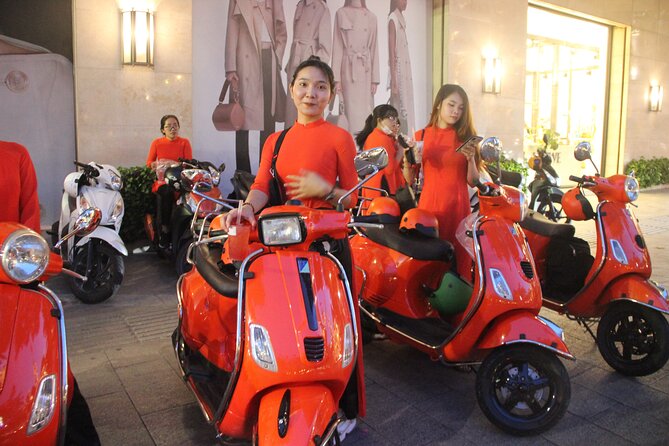 Saigon Vespa By Night Street Food With Female Riders Ao Dai - Coffee, dessert, and a livelier finish