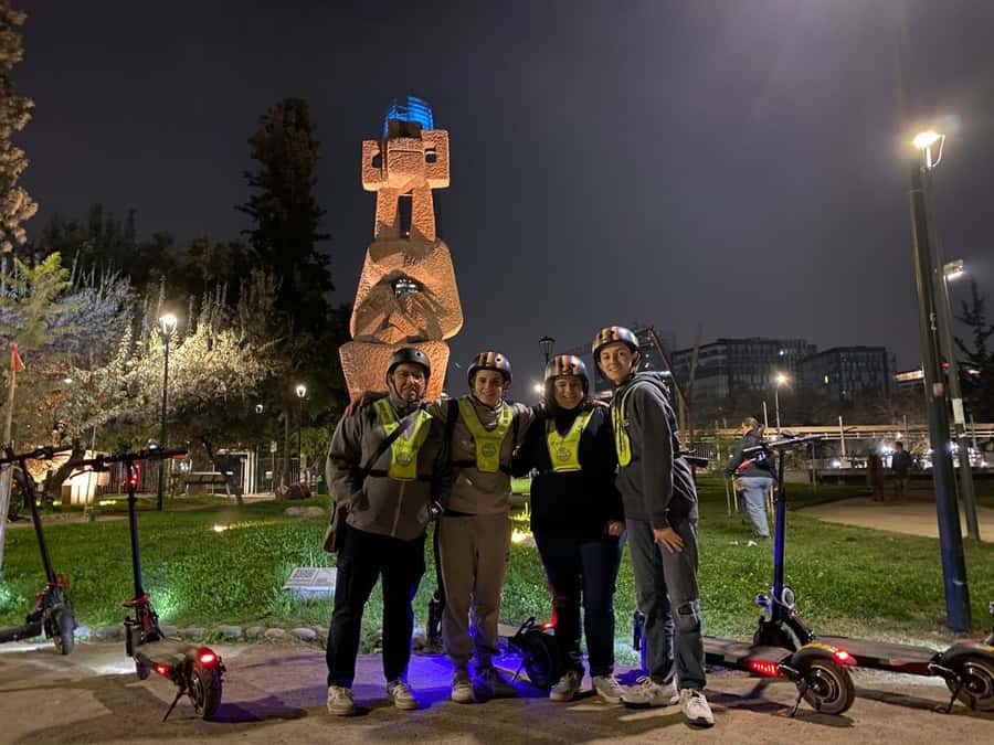 Santiago sunset tour on an electric scooter. City and nature - Taking the cable car up Cerro San Cristóbal