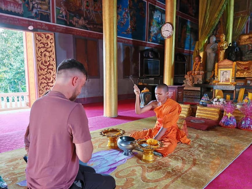 Siem Reap: Monk Blessings and Village Life Scooter Tour - A pagoda beside the Angkorian reservoir