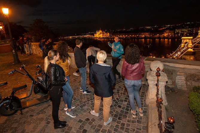 Small-Group Night Tour in Budapest on MonsteRoller e-Scooters - Clark Adam Square gives you the Chain Bridge panorama