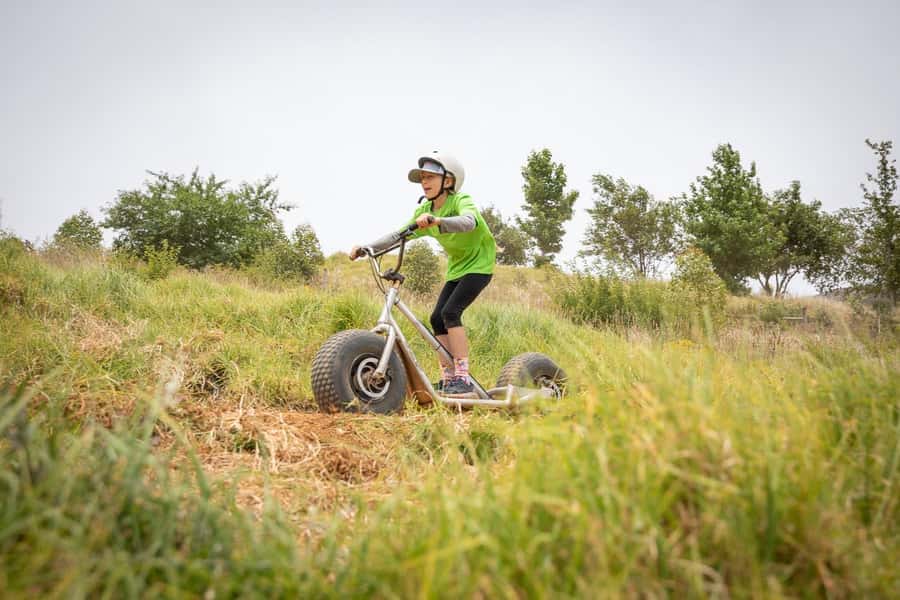 Stellenbosch Winelands downhill gravity Scooter - Meeting the guide at Banhoek Chilli Oil Company