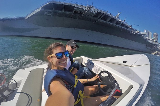 Super Saver: Self-Guided Speed Boat Adventure & iRide GPS Guided ScooterTour - Gaslamp Quarter, Horton Plaza, and the ferry