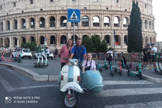 Vespa Sidecar Tour at Day/Night with Pickup - The Colosseum from the outside