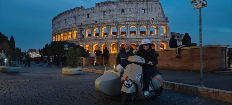 Vespa Sidecar Tour : Rome by Night - Trevi Fountain after sunset